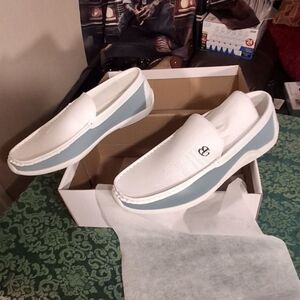 Blue and white men's loafers